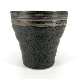 Japanische ausgestellte Keramik-Teetasse, schwarz braune Linien - GYO