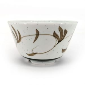 Japanese ceramic tea cup, gray and brown arabesques - ARABESUKU
