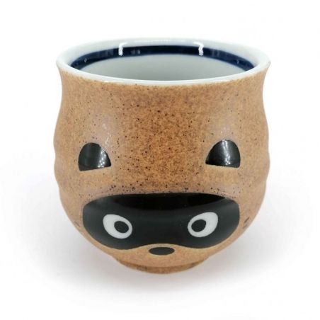 Japanese ceramic tea cup, brown - TANUKI