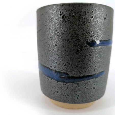 Tazza da tè in ceramica giapponese, linea marrone e blu - RAIN