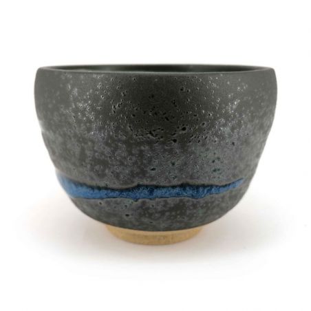 Tazza da tè in ceramica giapponese, linea marrone e blu - RAIN