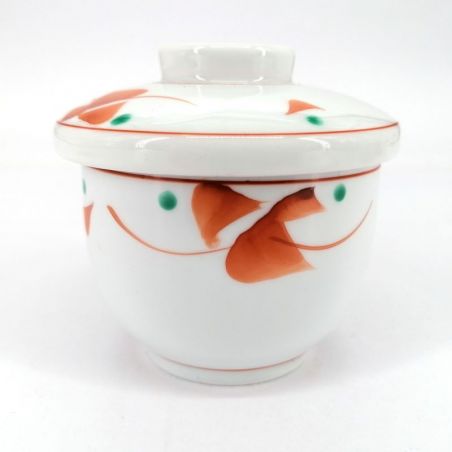 Tazza giapponese con coperchio chawan mushi puntini bianchi, rossi e verdi - POINTO