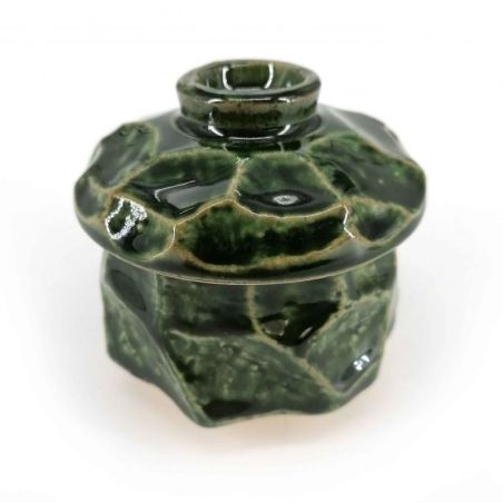 Taza japonesa con tapa chawan mushi, verde, caparazón de tortuga - SHERU