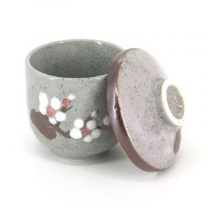 Japanischer Keramikbecher mit Deckel - HAIRO NO KABA - grau