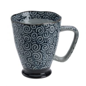 Japanese blue and gray ceramic mug - KARAKUSA