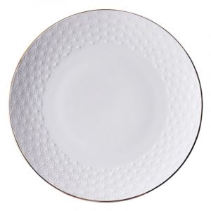 Japanese round plate in white ceramic, ASANOHA, stars