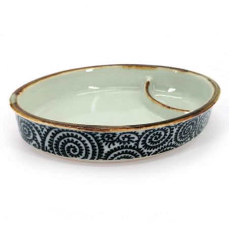 Ceramic plate with sauce compartment - KARAKUSA