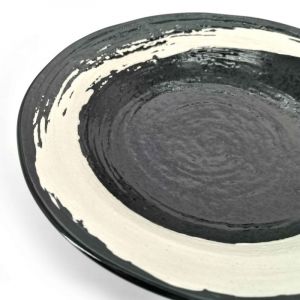 Assiette japonaise en céramique noire pinceau - MIGAKIMASU