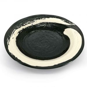 Plato de cepillo de cerámica negro japonés - MIGAKIMASUgra - MIGAKIMASU
