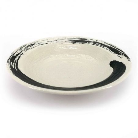 Japanese white ceramic brush plate - MIGAKIMASU