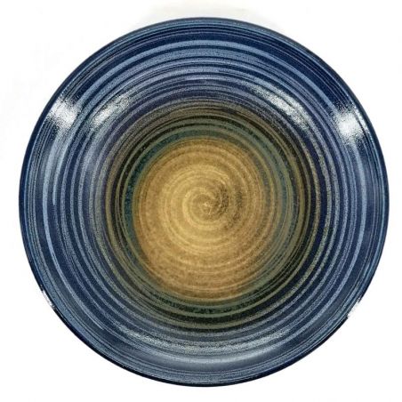 Kleine japanische blaue und grüne Spiralkeramikplatte - RASEN