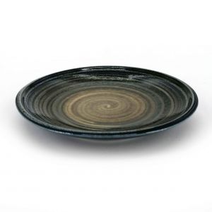 Plato pequeño de cerámica japonesa con círculos marrones - CHAIRO NO EN