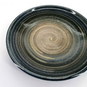 Small Japanese ceramic plate with brown circles - CHAIRO NO EN