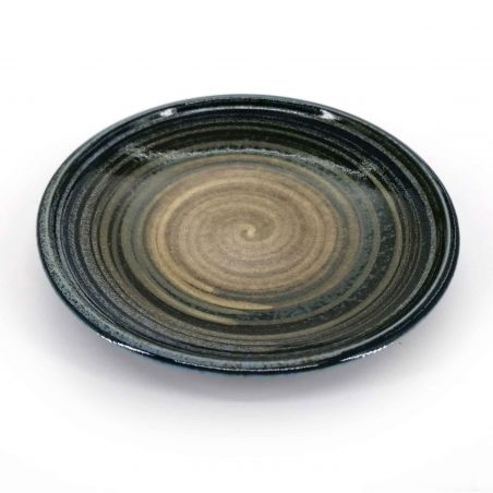 Piatto piccolo in ceramica giapponese con cerchi marroni - CHAIRO NO EN