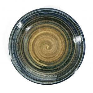 Piatto piccolo in ceramica giapponese con cerchi marroni - CHAIRO NO EN