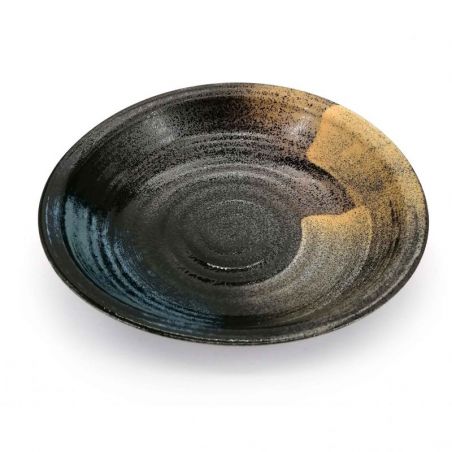Japanische Keramikplatte Wellenmuster BURASHI - Braun