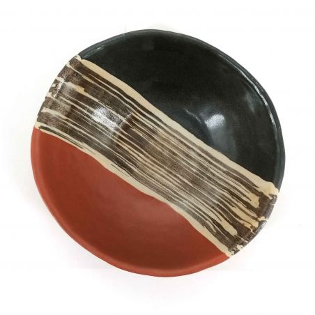 Small Japanese plate in brown and brick red ceramic - TORIKORORU