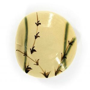 Petit récipient japonais en céramique beige motifs nature - SHOKUBUTSU