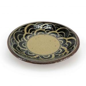 Plato japonés pequeño de cerámica negra y marrón - KUROI NAMI