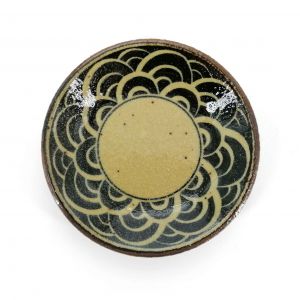 Petite assiette japonaise en céramique noir et marron - KUROI NAMI