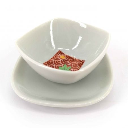 Ceramic vessel and saucer set - MOMIJI NAMI