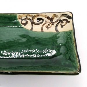 Assiette rectangulaire en céramique vert et beige - KARAKUSABURAUN