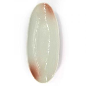 Japanese oval plate in white and pink ceramic - RAITO PINKU