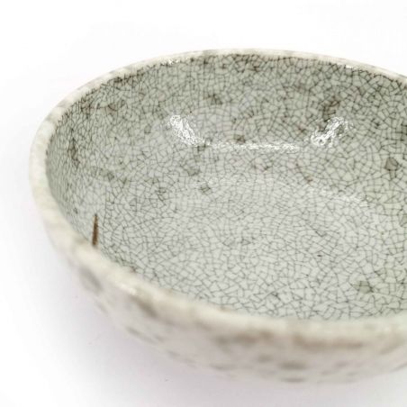 Small Japanese ceramic dish, white, crackle interior - WARETA