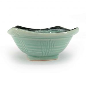 Piatto piccolo in ceramica giapponese, blu satinato, bordo nero - TSUYAKESHI