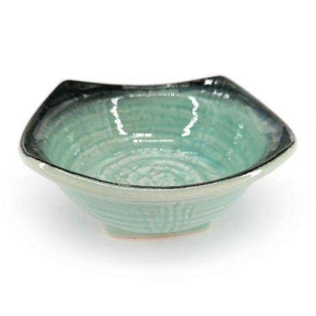 Piatto piccolo in ceramica giapponese, blu satinato, bordo nero - TSUYAKESHI
