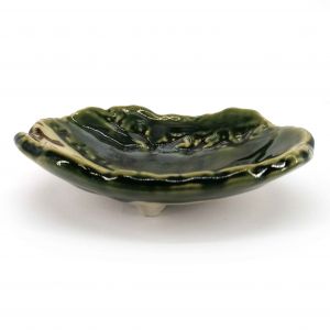 Small Japanese ceramic dish, beige and green - ORIBE