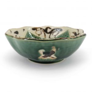 Contenitore in ceramica giapponese, beige e verde - ORIBE