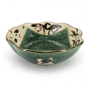 Contenitore in ceramica giapponese, beige e verde - ORIBE
