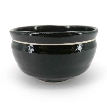 Small Japanese ceramic dish, black and white line - RAIN