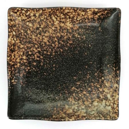 Japanese plate in speckled brown ceramic - HANTEN