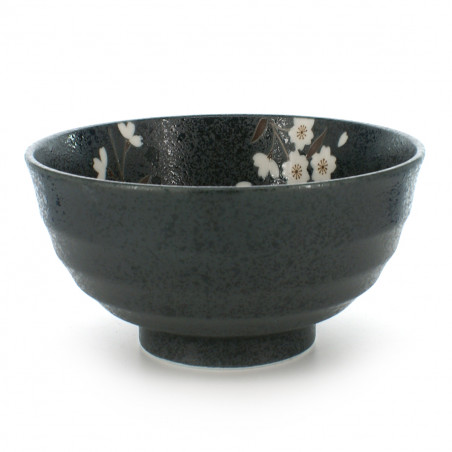 rice bowl for any type of use black SAKURA FLOWER