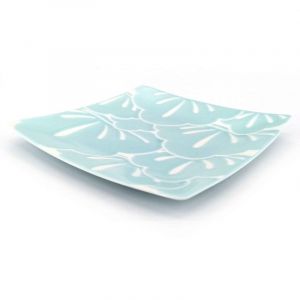 Piatto quadrato in ceramica giapponese, blu e bianco - MATSU