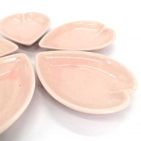 5 kleine rosa japanische Keramikbehälter in Form einer Kirschblüte - SAKURA