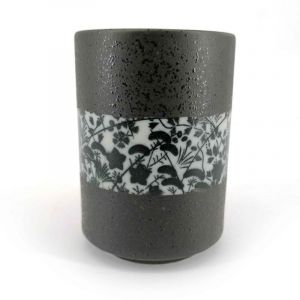 Tasse à thé japonaise en céramique, bandeau fleuri - FURORARU