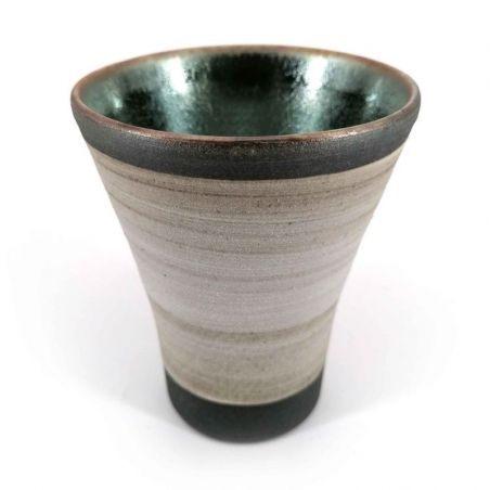 Mazagran giapponese in ceramica, grigio e marrone, interni in smalto metallizzato - METARIKKU