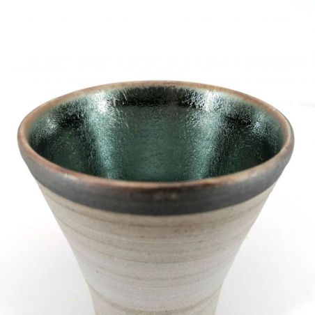 Mazagran japonés en cerámica, gris y marrón, interior esmaltado metalizado - METARIKKU