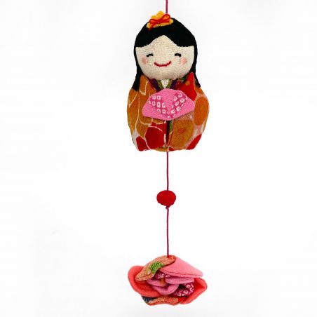 Ghirlanda di bambole in tessuto chirimen - HINA MATSURI - 63 cm