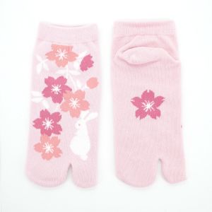 calcetines tabi japoneses de algodón, EDAZAKURA, rosa