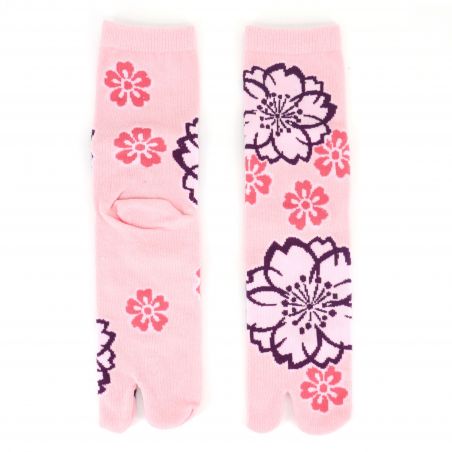 Chaussettes japonaises tabi en coton, SAKURA, rose