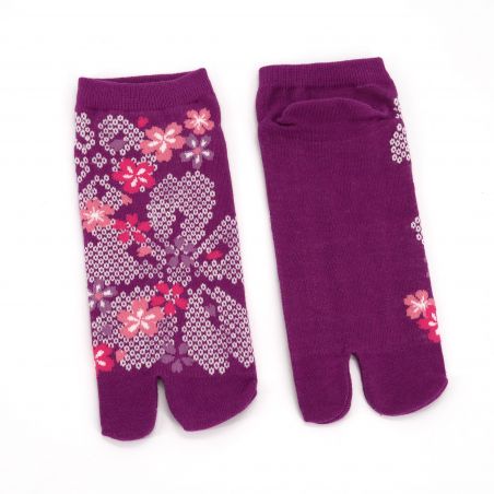 Japanese tabi cotton socks with traditional Japanese symbols pattern, KAMON, color of your choice, 25 - 28cm