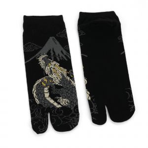 Japanese tabi socks in cotton with Japanese dragon pattern, DORAGON, color of your choice, 25 - 28cm