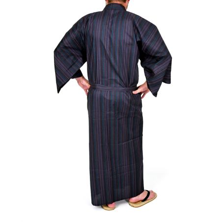Yukata de algodón japonés para hombre, TATESHIMA, azul