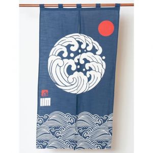Japanese cotton curtain Noren blue, HAKURAI NAMI, 150 cm x 86 cm