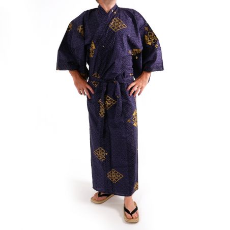 Yukata da uomo in cotone blu -HANABISHI