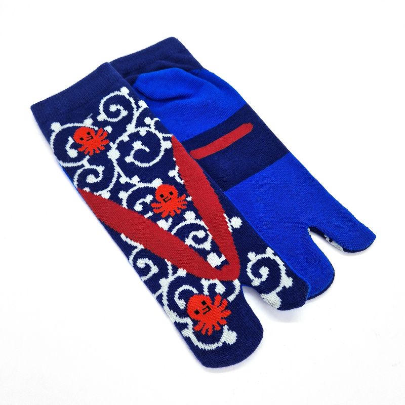 Japanese tabi socks in blue cotton, TAKO